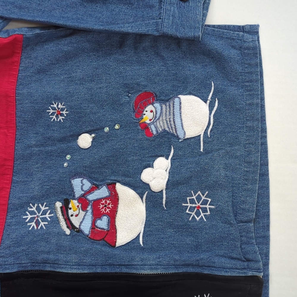 L.A. Blues Embroidered Patchwork Lightweight Christmas Jacket XL Blue Red Black - Picture 4 of 16